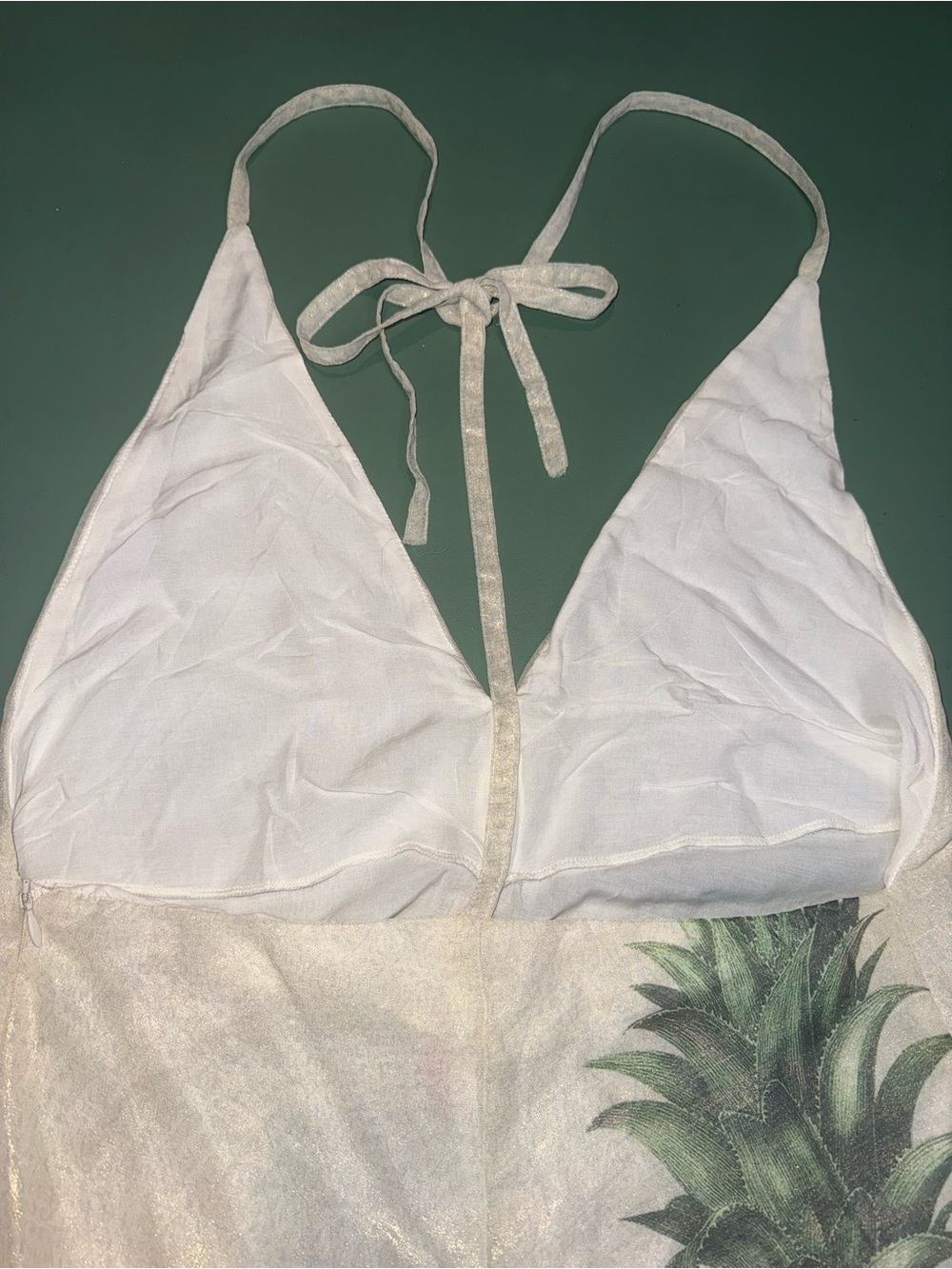 Farm Rio Vintage White Pineapple Print Halter Romper - Picture 4 of 9